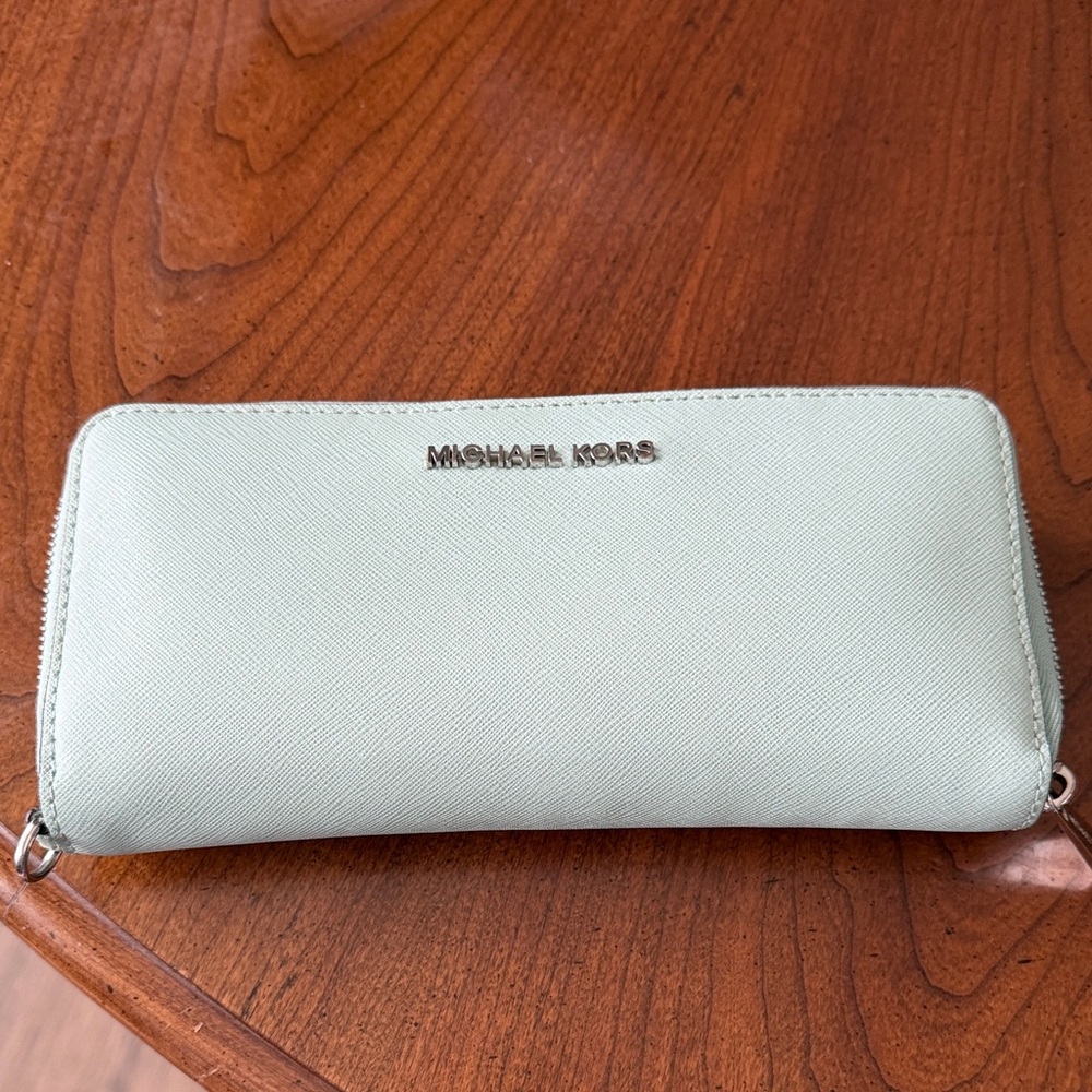 Michael Kors Light Green Zip Wallet
